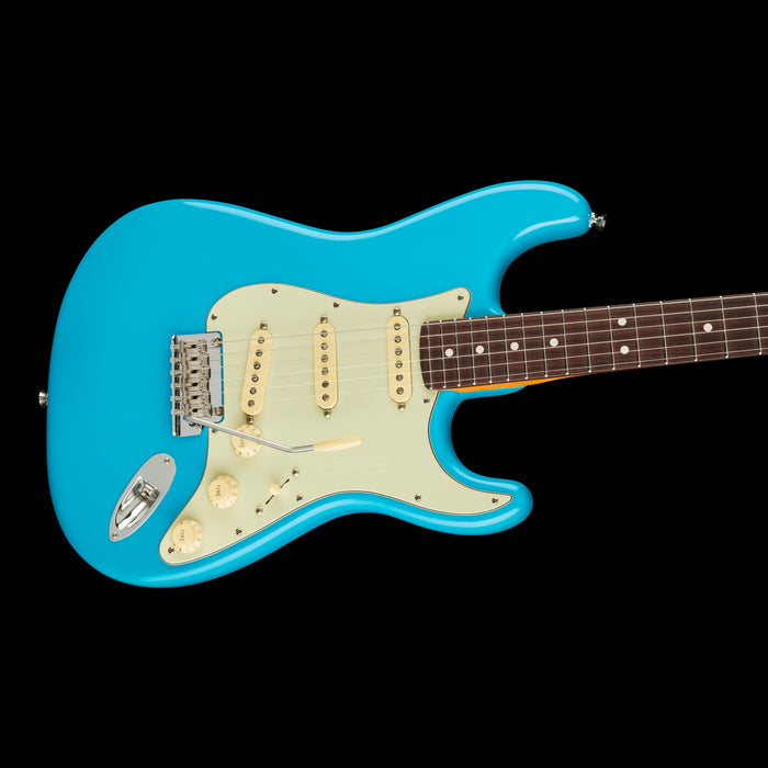 Fender American Professional II Stratocaster Rosewood Board Miami Blue Closeup Body Right