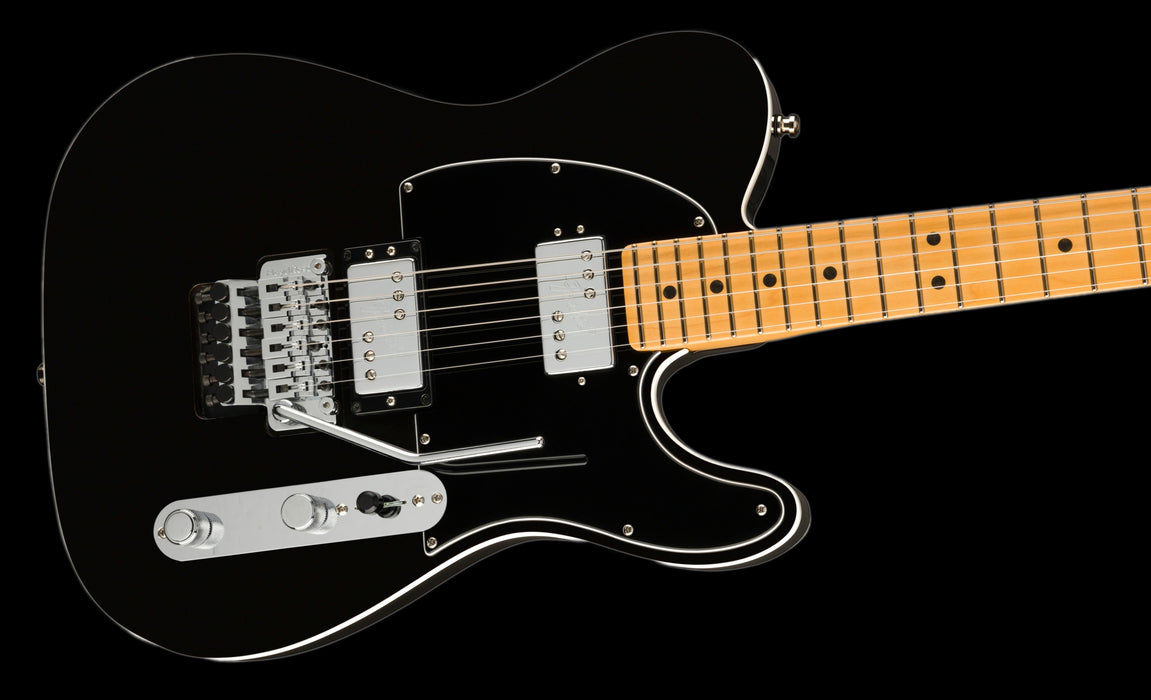 Fender Ultra Luxe Telecaster HH Floyd Rose Maple Mystic Black Guitar Closeup Hardware