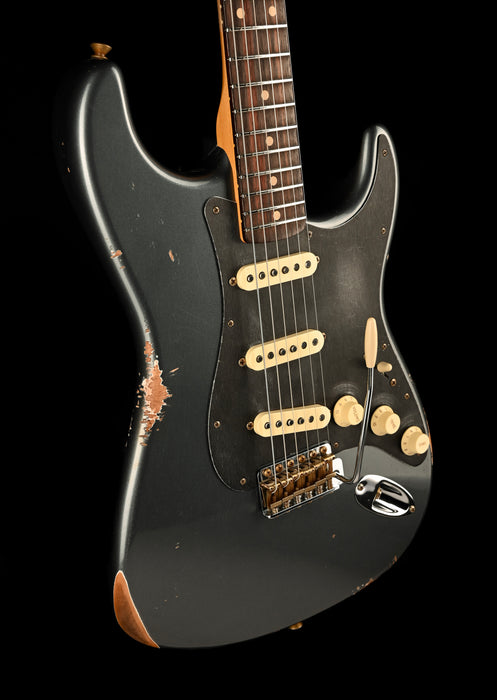 Fender Custom Shop 1962 Stratocaster Reverse Headstock Relic Charcoal Frost Metallic With Case