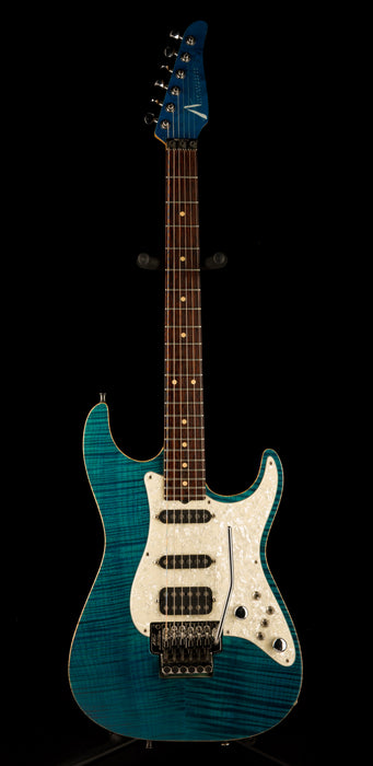 Pre Owned 1991 Tom Anderson Pro Am HSS Flametop Turquoise With Case