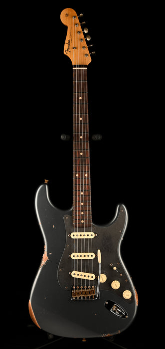 Fender Custom Shop 1962 Stratocaster Reverse Headstock Relic Charcoal Frost Metallic With Case