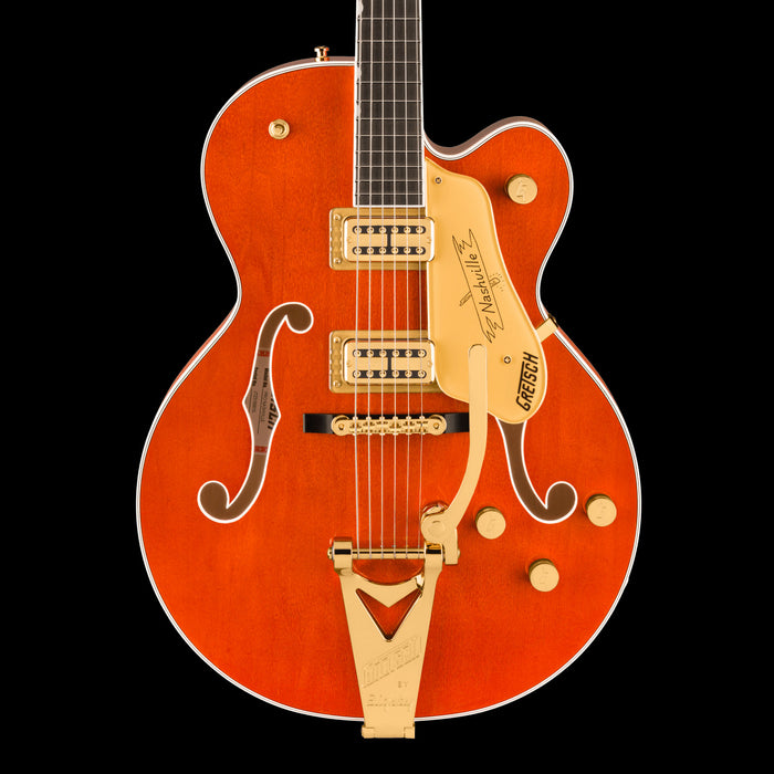 Gretsch Nashville Hollow Body with String-Thru Bigsby Gold Hardware Orange Stain Front Crop