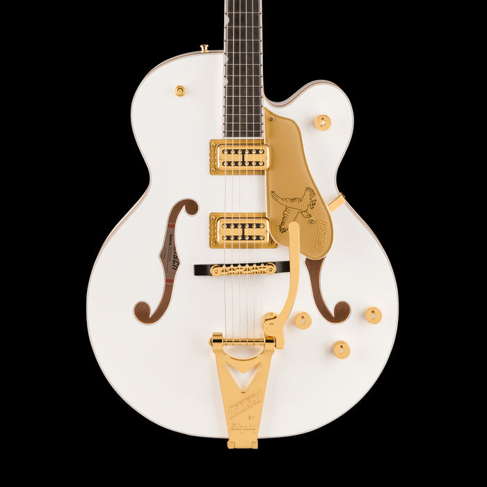 Gretsch Falcon Hollow Body with String-Thru Bigsby Gold Hardware White Front Crop