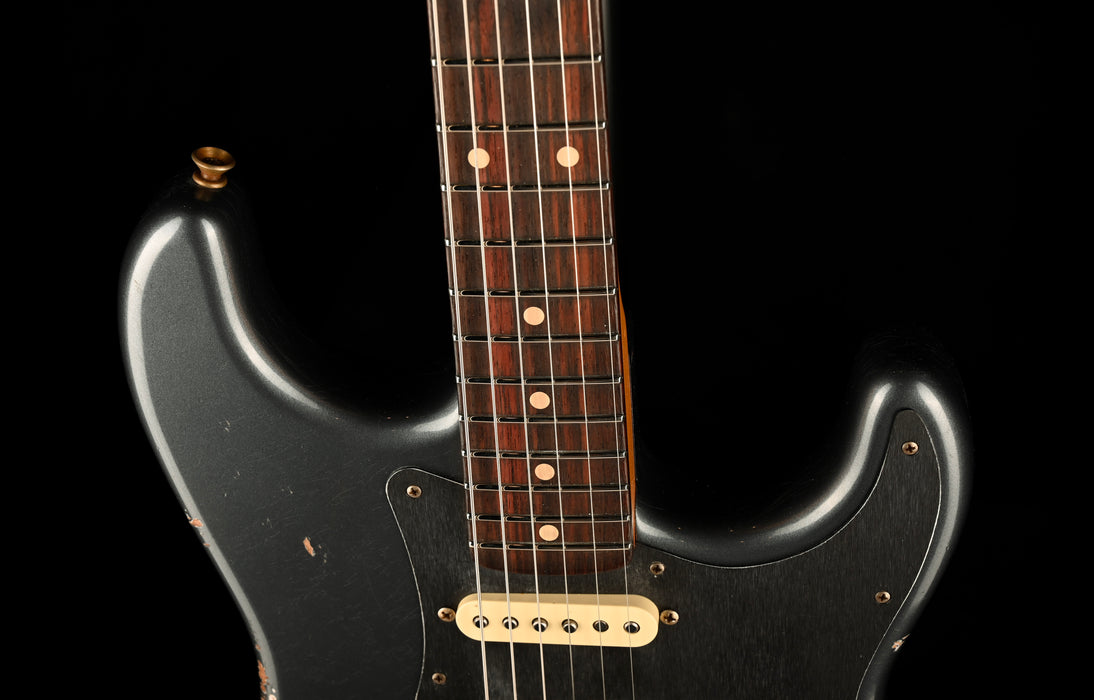 Fender Custom Shop 1962 Stratocaster Reverse Headstock Relic Charcoal Frost Metallic With Case