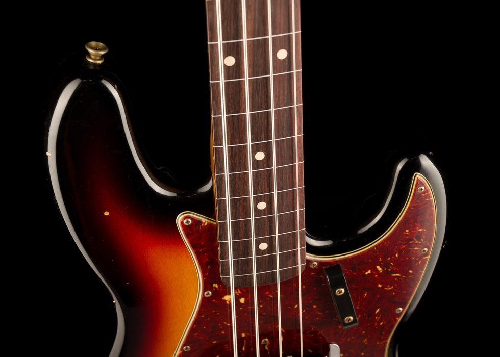 Fender Custom Shop 1964 Jazz Bass Fretless Journeyman Relic 3-Tone Sunburst with Case