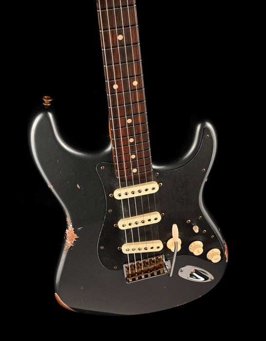 Fender Custom Shop 1962 Stratocaster Reverse Headstock Relic Charcoal Frost Metallic With Case