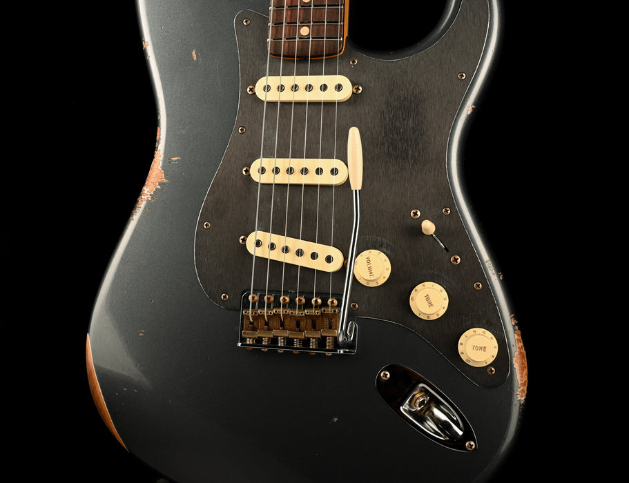 Fender Custom Shop 1962 Stratocaster Reverse Headstock Relic Charcoal Frost Metallic With Case