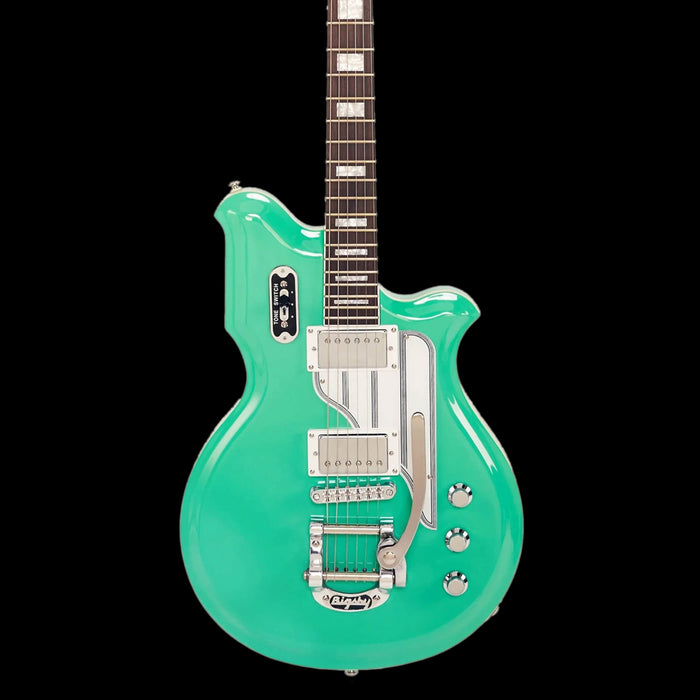 Eastwood Airline Map Deluxe With Bigsby Electric Guitar Seafoam Green Front Crop Large