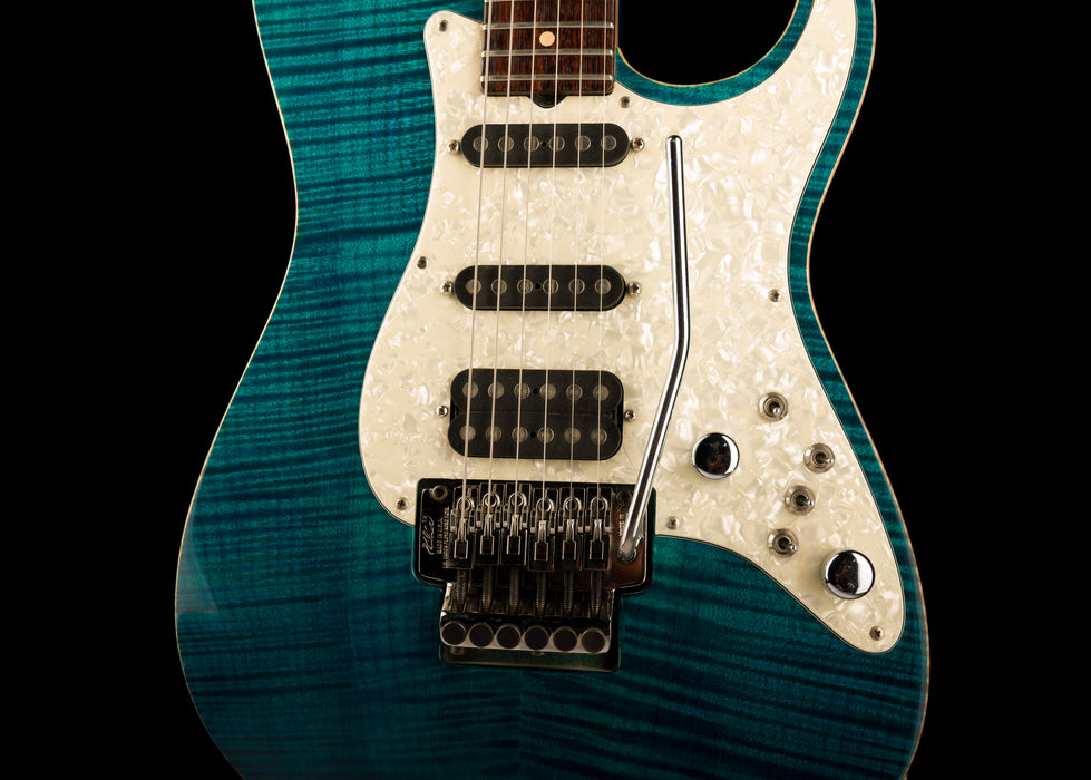 Pre Owned 1991 Tom Anderson Pro Am HSS Flametop Turquoise With Case