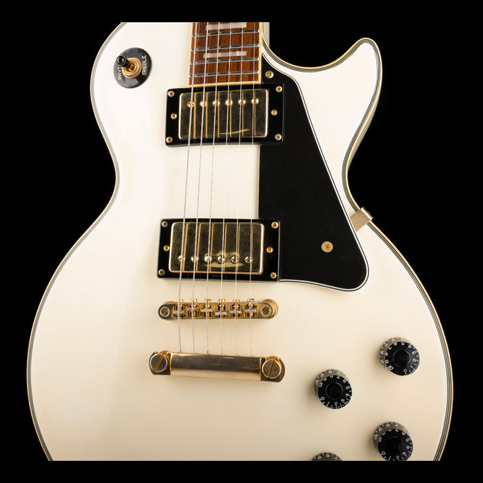 Pre Owned 2006 Epiphone Les Paul Custom Alpine White Closeup Pickups