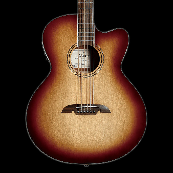 Alvarez ABT60CESHB Artist Cutaway Shadowburst Baritone Acoustic Electric Guitar Front Crop