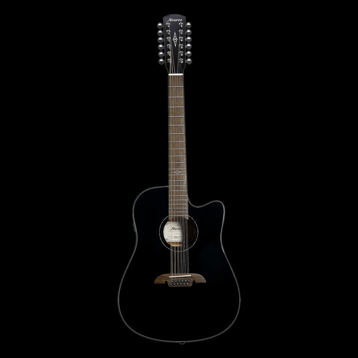 Alvarez Artist Series AD60-12CEBK 12 String Acoustic-Electric Dreadnought Guitar Black Front