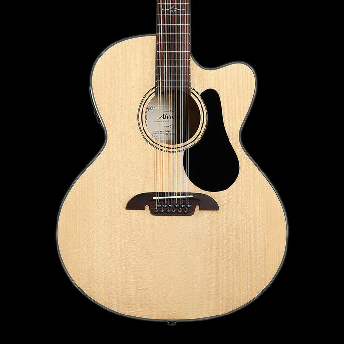 Alvarez AJ-80CE-12 String Cutaway Acoustic-Electric Jumbo Guitar Natural Front Crop