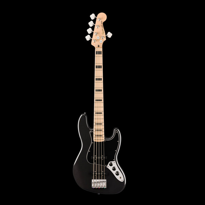 Squier Affinity Series Active Jazz Bass V Maple Fingerboard Black Pickguard Black Metallic Front