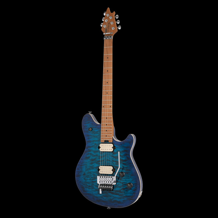 EVH Wolfgang Special QM Baked Maple Fingerboard Chlorine Burst Electric Guitar Front Angle Left