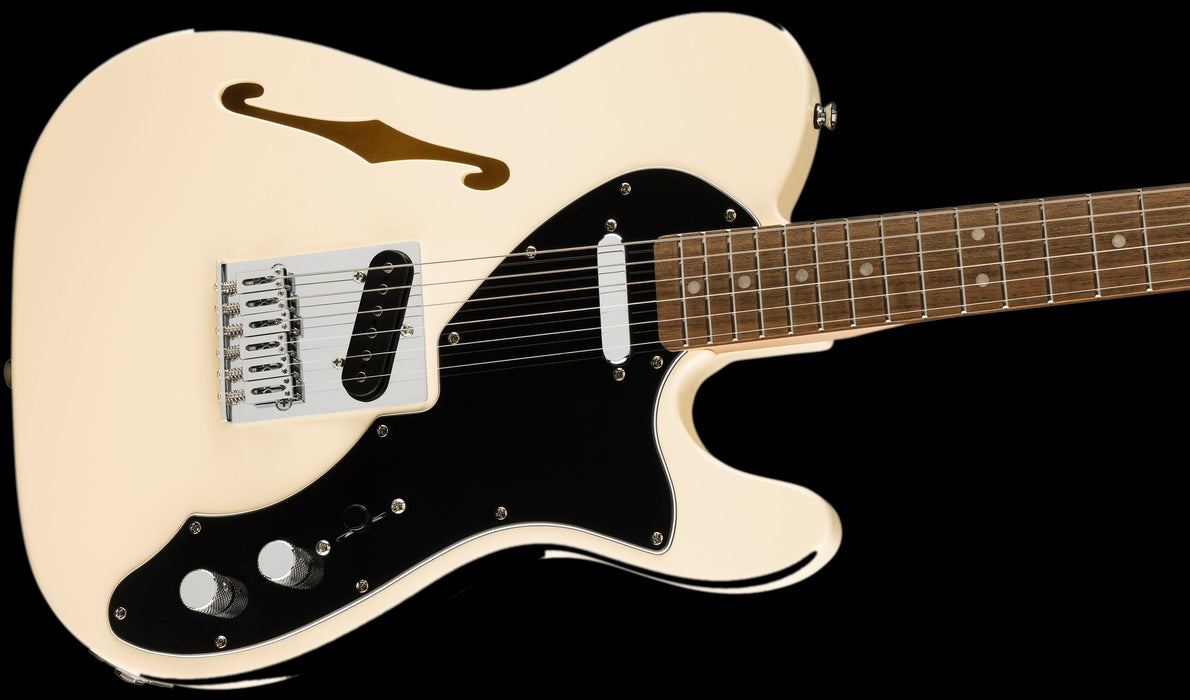 Squier Affinity Series Telecaster Thinline Laurel Fingerboard Black Pickguard Olympic White Contour Body