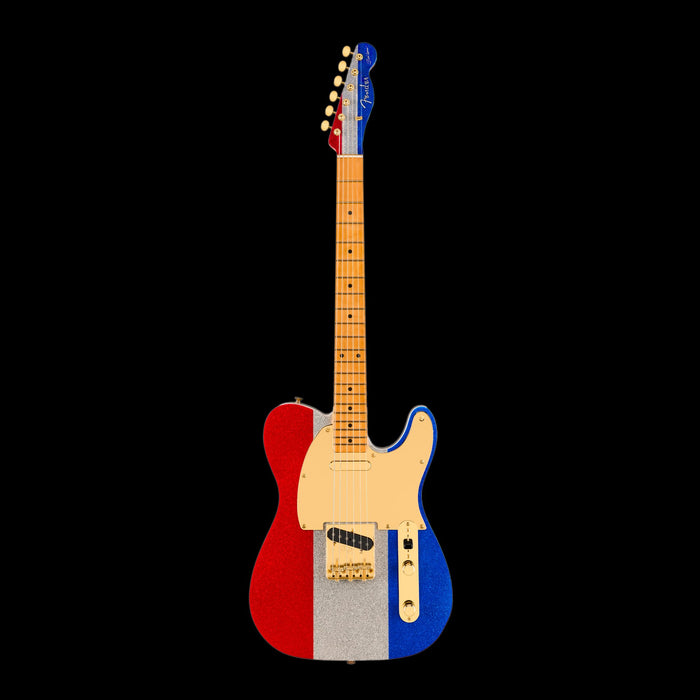 Fender Limited Edition Buck Owens Telecaster Red Silver and Blue Sparkle With Gig Bag Front