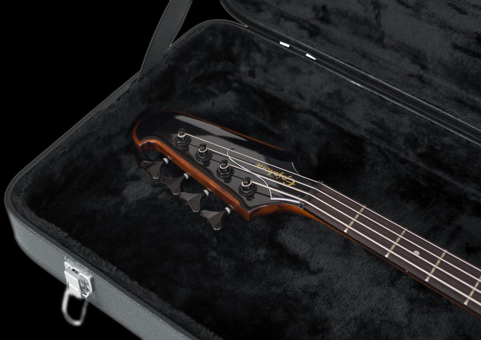 Gator GWE-TBIRD-BASS Thunderbird Bass Guitar Wood Case Economy Wood Case Inside Headstock