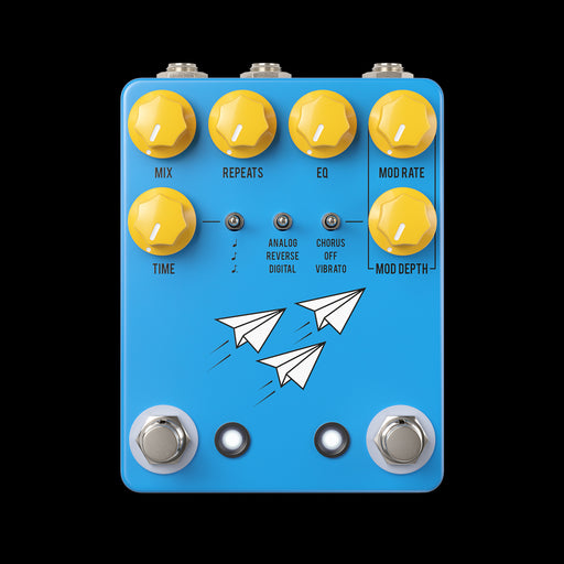 JHS Flight Delay Blue Chorus/Vibrato/Delay Pedal Front