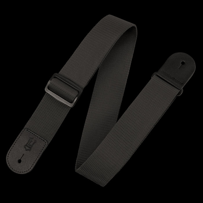 Levy's M8POLY-BLK 2" Wide Black Polypropylene Guitar Strap Front Folded