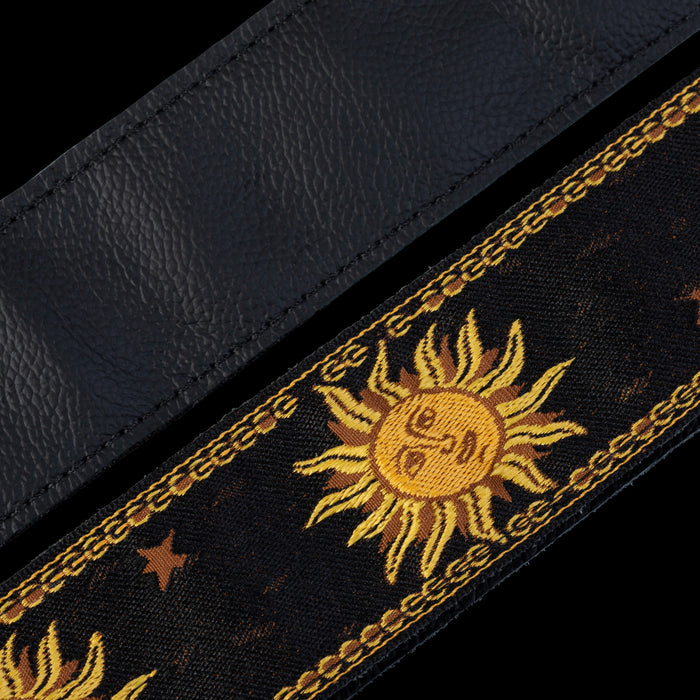 Levy's MPJG-SUN-BLK 2" Wide Black Jacquard Guitar Strap Detail