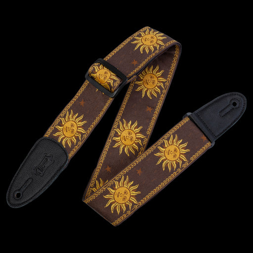 Levy's MPJG-SUN-BRN 2" Wide Brown Jacquard Guitar Strap Folded