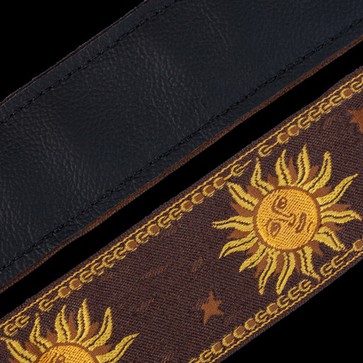 Levy's MPJG-SUN-BRN 2" Wide Brown Jacquard Guitar Strap Front Back