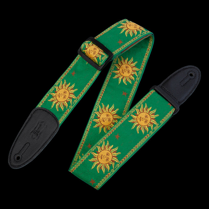 Levy's MPJG-SUN-GRN 2" Wide Green Jacquard Guitar Strap Folded