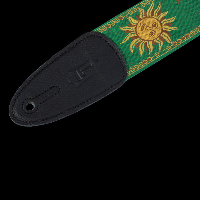 Levy's MPJG-SUN-GRN 2" Wide Green Jacquard Guitar Strap Tab