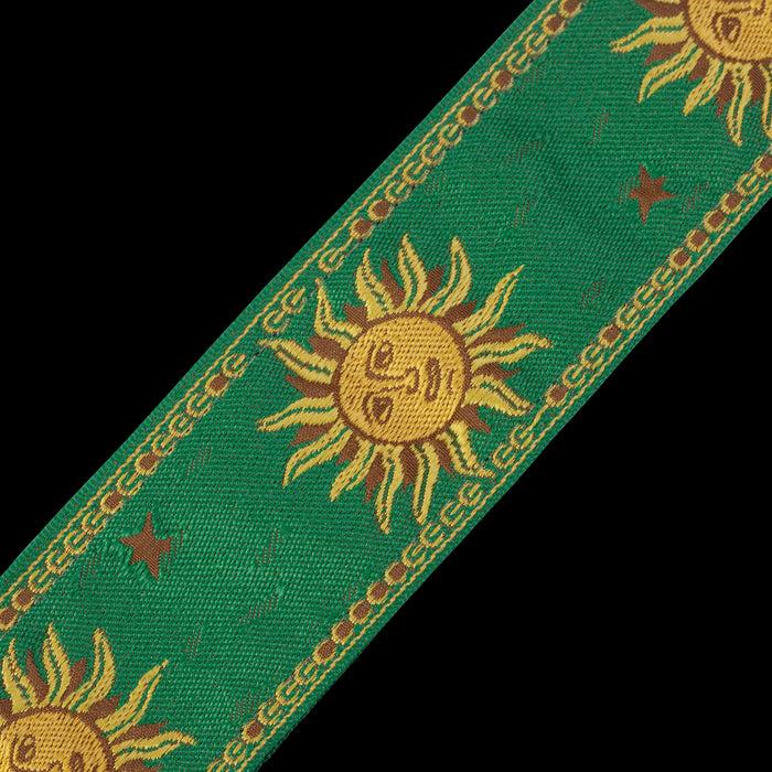 Levy's MPJG-SUN-GRN 2" Wide Green Jacquard Guitar Strap Closeup Detail