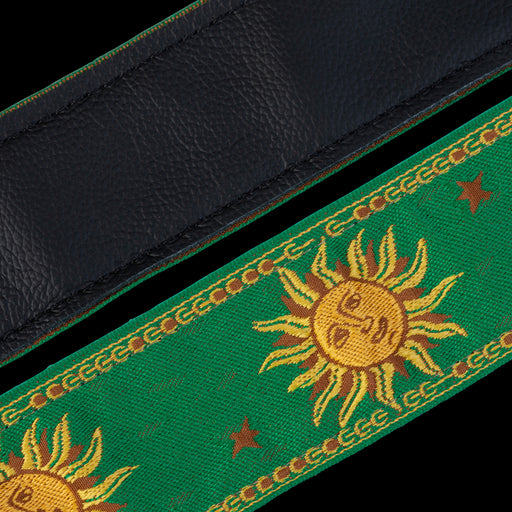 Levy's MPJG-SUN-GRN 2" Wide Green Jacquard Guitar Strap Front/Back