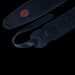 Levy's MSS2-4-BLK 4 1/2" Wide Black Garment Leather Bass Guitar Strap Closeup Logo Tab