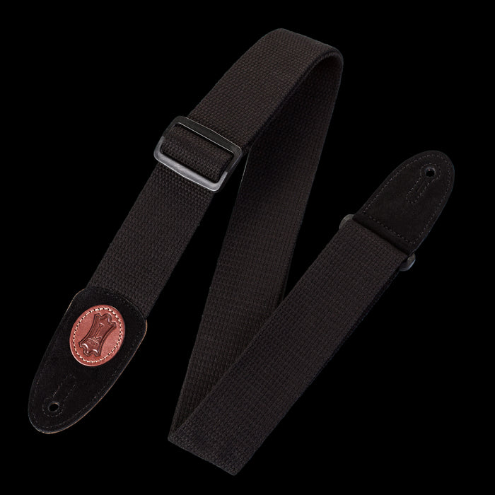 Levy's MSSC8-BLK 2" Wide Black Cotton Guitar Strap Front Folded