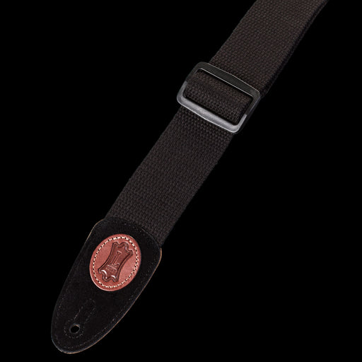 Levy's MSSC8-BLK 2" Wide Black Cotton Guitar Strap Front Tab Logo