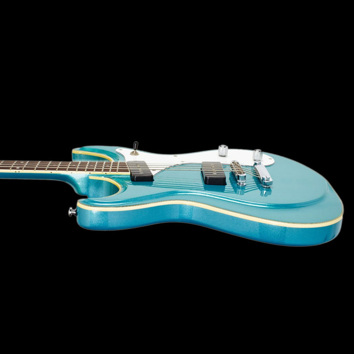 Eastwood Sidejack Baritone Electric Guitar - Metallic Blue Body 