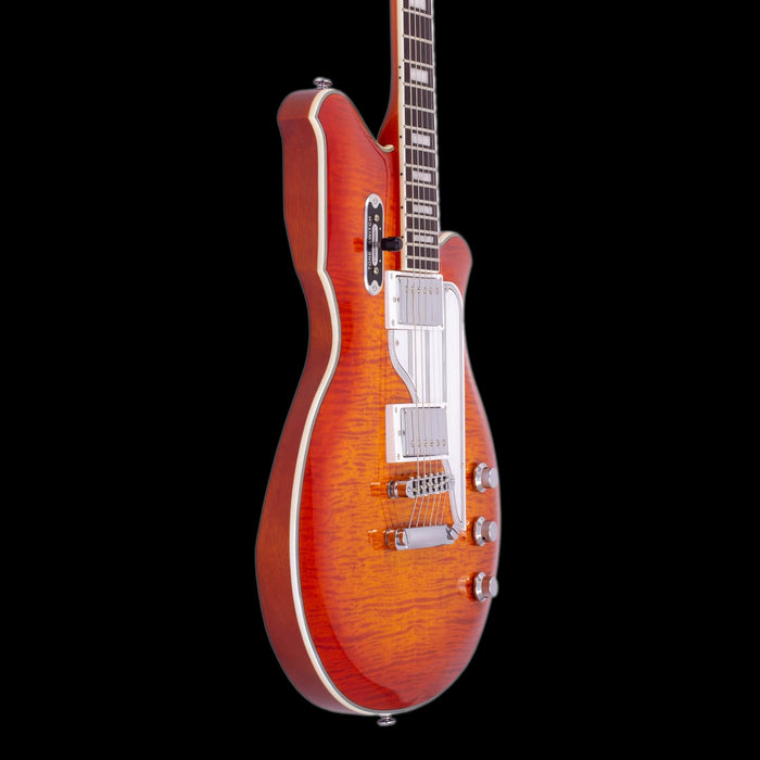 Eastwood Airline Map FM Guitar Flame Maple Top - Orangeburst Flame Right Angle