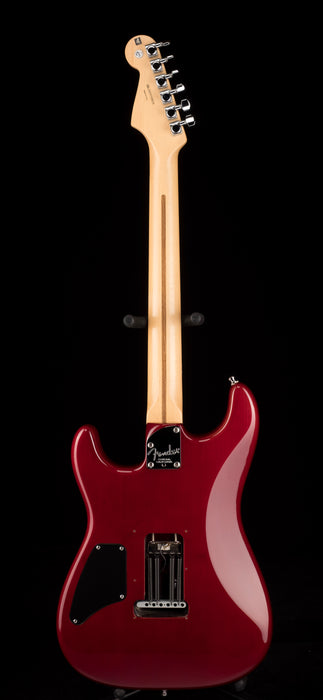 Pre Owned Fender 60th Anniversary American Deluxe QMT HSS Stratocaster Bing Cherry Transparent With Gig Bag