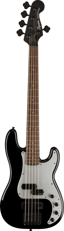 Squier Contemporary Active Precision Bass® PH V, Laurel Fingerboard, Silver Anodized Pickguard, Black Bass Guitars