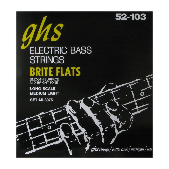 GHS ML3075 Bass Brite Flats Long Scale Plus Medium Light Electric Bass Strings