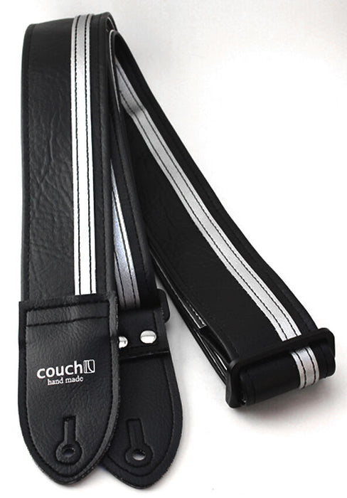 Couch Black with Silver Racer X Guitar Strap - RX022